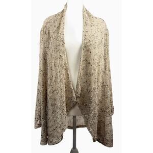 Karen Hart Open Knit Cardigan Taupe Fisherman Boho Minimalist Coastal Grandma L